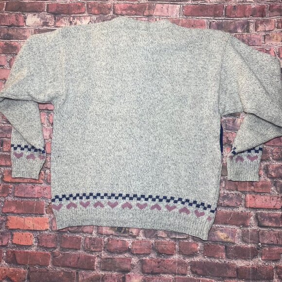 Vintage Womens Farm Cottage Core Sweater Wool Blend Rabbits Sheep 90s - Picture 6 of 8